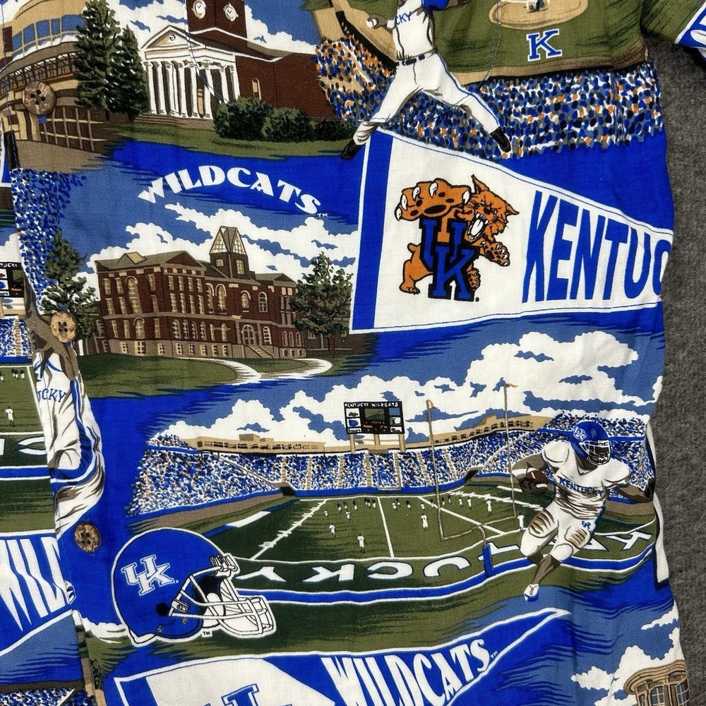 Reyn Spooner Sports Shirt Mens L Blue University of Kentucky Wildcats Rayon - Picture 8 of 14